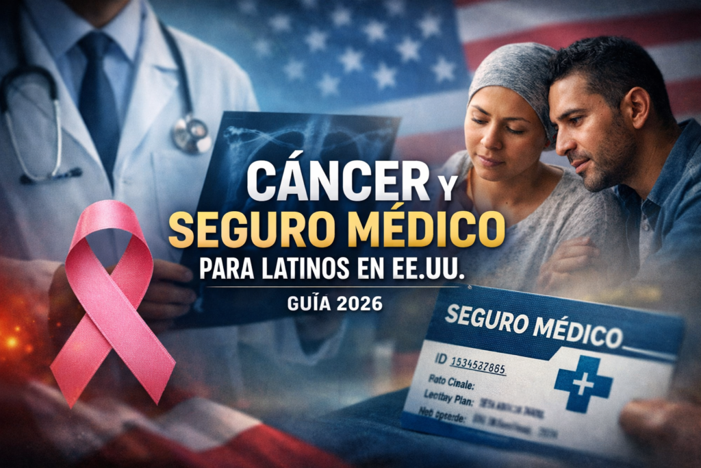 Paciente latina en consulta oncológica en un hospital de Estados Unidos junto a un acompañante